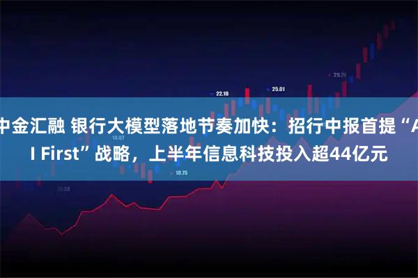 中金汇融 银行大模型落地节奏加快：招行中报首提“AI First”战略，上半年信息科技投入超44亿元